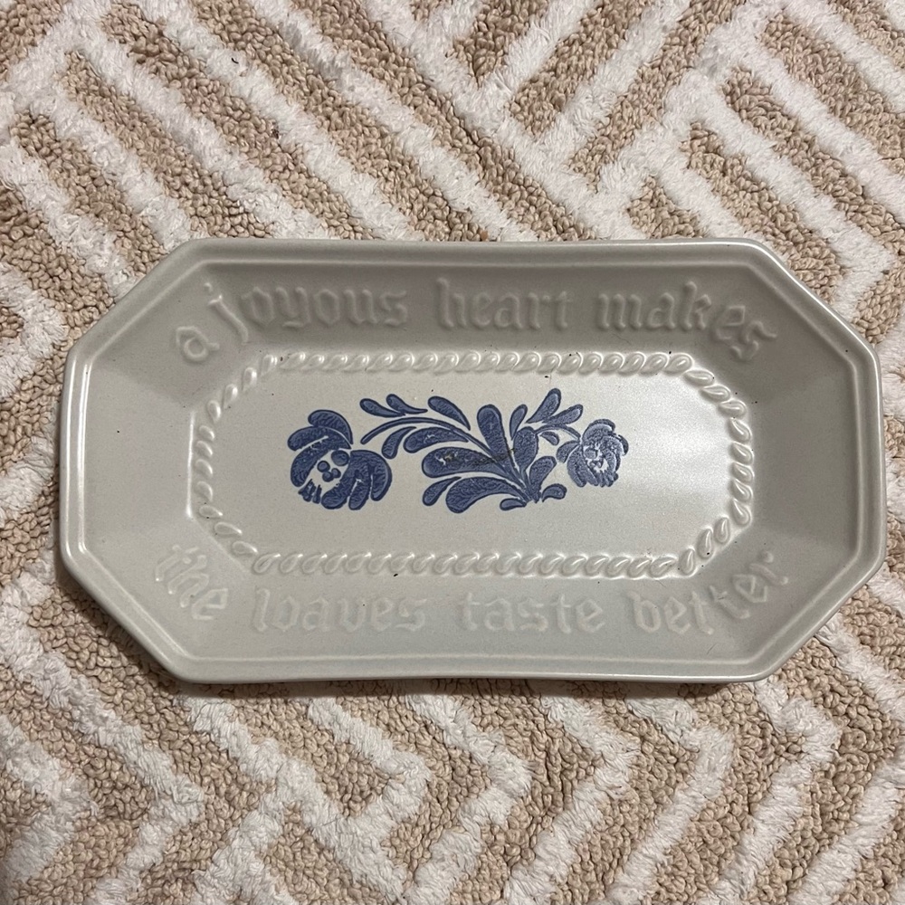 Pfaltzgraff Vintage bread dish tray Decorative Gray and Blue Ceramic